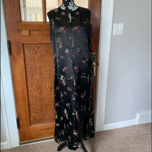 Long silk sheath dress.